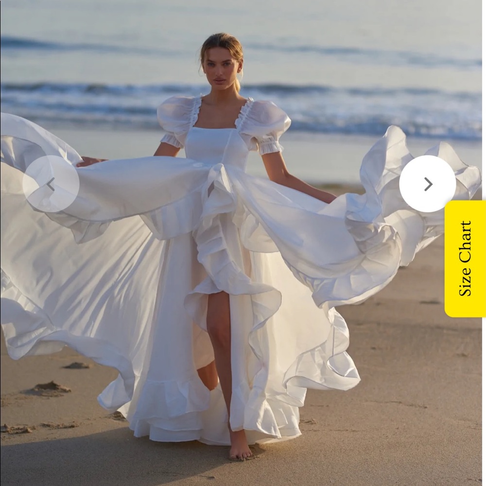 XXS SELKIE Ivory Recycled Ruffle Gown